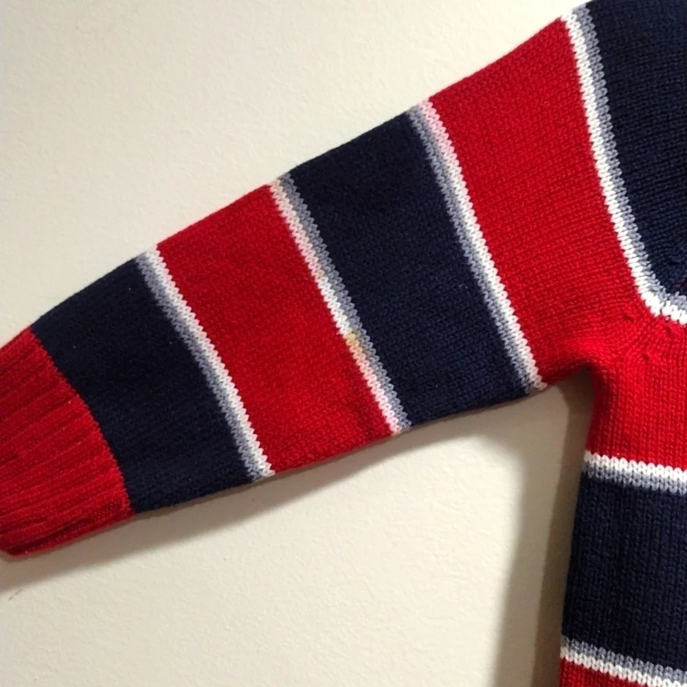 The Children’s Place Boys Sweater 3T – Blue Gray Red White Stripes | Cozy Kids